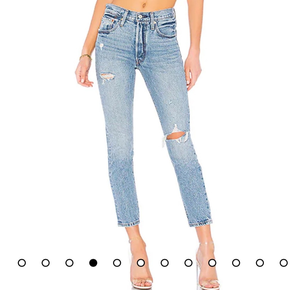 Levi’s 501 Skinny in Medium Indigo Destructed Wash